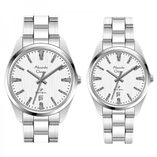 Alexandre Christie AC 1035 Silver White Couple Steel